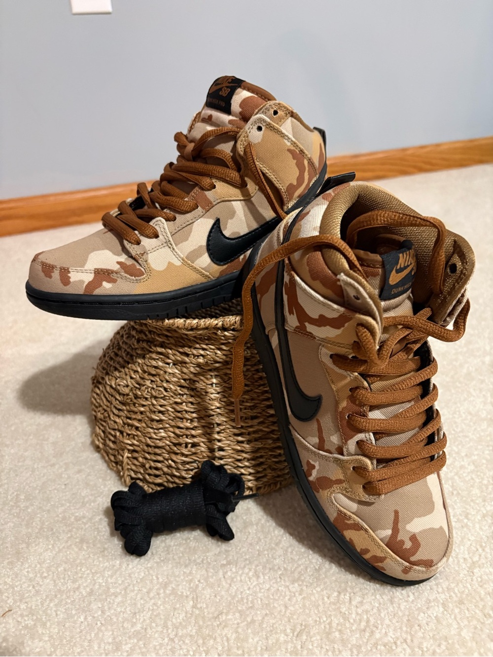 Nike Kids' Camo Dunk High Sneakers - Brown & Black
